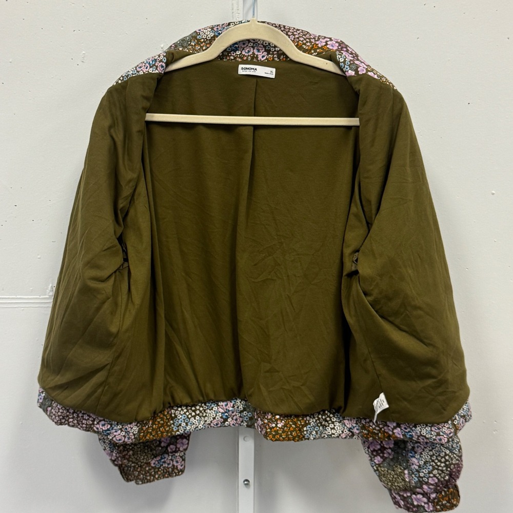 Sonoma Goods For Life Womens XL Floral Quilted Puffer Bomber Jacket Full Zip - Picture 4 of 11